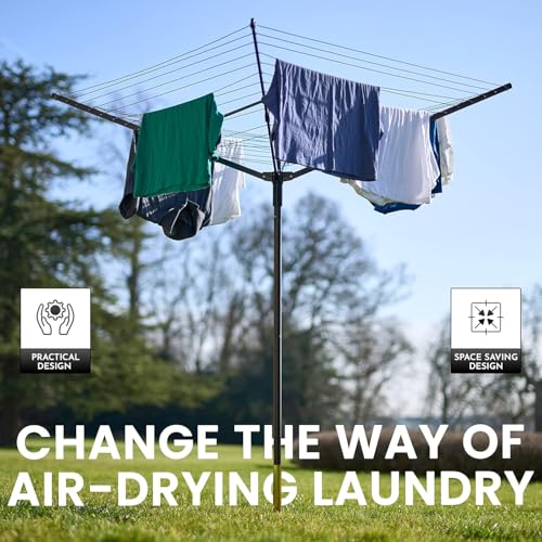 Outdoor Umbrella Clothesline, 165 Feet Heavy Duty Rotary Dryer