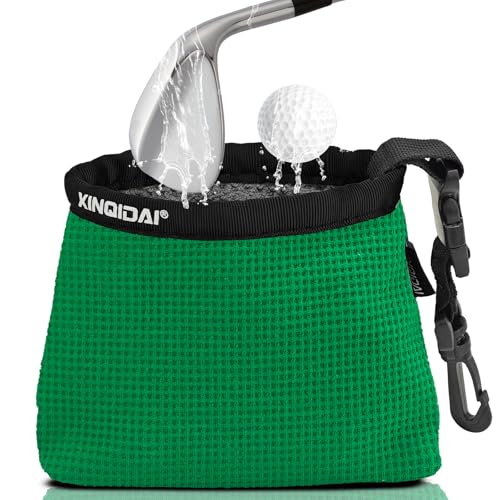 Waterproof Golf Club Cleaner Bag and Golf Ball Washer with Clip,Green - color: GREEN