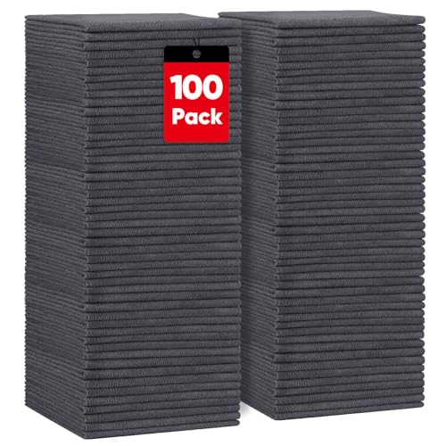 HOMEXCEL Microfiber Cleaning Cloth 100PK, Towels for Cars, Shop Rags, Grey - color: Grey