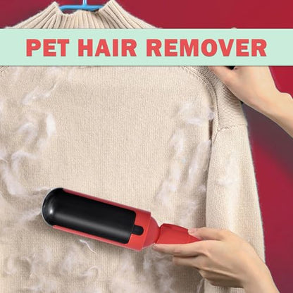 Reusable Pet Hair Remover Roller for Furniture, Clothes & Carpet – Durable ABS Material, Easy Clean Lint Roller for Dogs & Cats – Eco-Friendly & No Adhesive Needed (Red) - color: Red