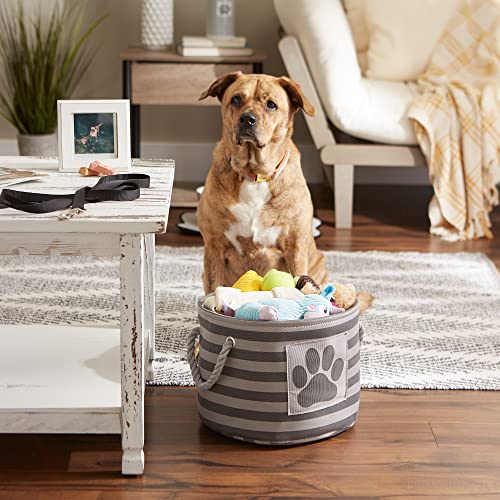 Bone Dry Pet Storage Collection Striped Paw Patch Bin, Small Round, Grayz, Medium Breeds (Pack of 12) - color: Gray, size: Small Round (Pack of 12)