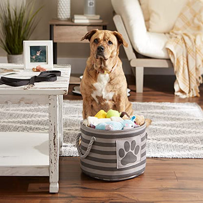 Bone Dry Pet Storage Collection Striped Paw Patch Bin, Small Round, Grayz, Medium Breeds (Pack of 12) - color: Gray, size: Small Round (Pack of 12)