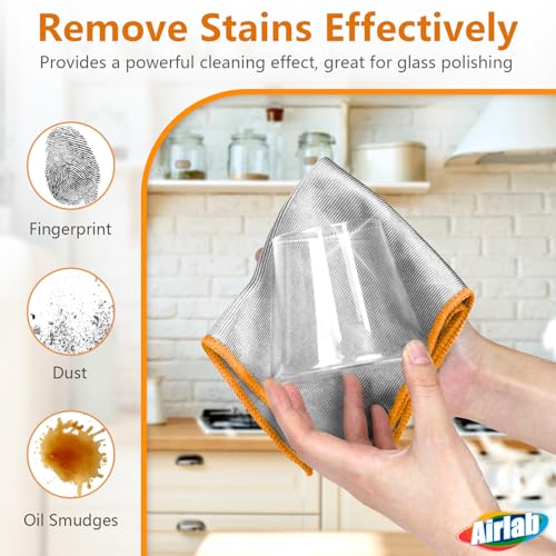 Airlab Glass Polishing Streak Free Miracle Cleaning Cloth, Sliver-Orange - color: Sliver-orange
