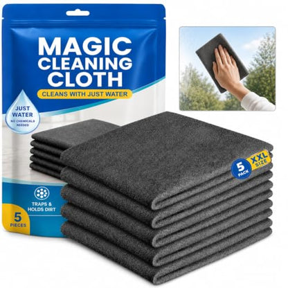 5 PCS Magic Cleaning Cloth Thick Microfiber Cleaning Cloths Streak Free Glass Cleaning Cloth for Windows Mirrors Shower Doors Kitchen and Stainless Steel Reusable Lint Free Wipes 15.7 x 11.8 Inch
