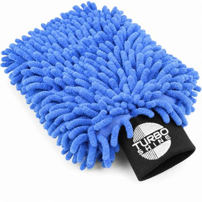 Microfiber Car Wash Mitt, Chenille Noodle Glove for Cars, Trucks, RVs, and Boats, Scratch-Free, Machine Washable, Reusable (1, Blue) - color: Blue