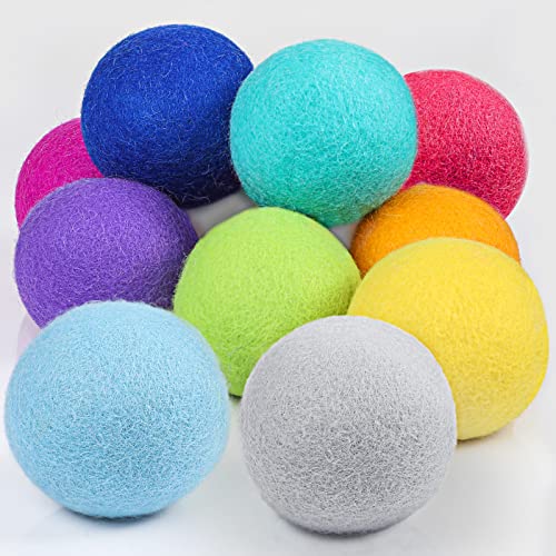 WILLBOND 10 Pcs Wool Dryer Balls Bulk 3 Inch Laundry Reusable Colored Anti Static Wool Balls Natural No Lint Fabric Softener Dryer Sheets Replaces for Reducing Wrinkles Save Drying Time(Rainbow) - color: Rainbow