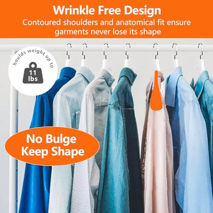 DEDU Suit Hangers for Men 10 Pack, Sweater Hangers No Shoulder Bump Non Slip Width 17.7", Plastic Clothes Hangers White with Metal Hook - color: White-10
