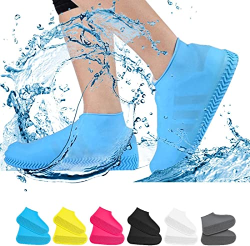VBoo Waterproof Silicone Non-Slip Rain Shoe Covers - color: Blue, size: Medium