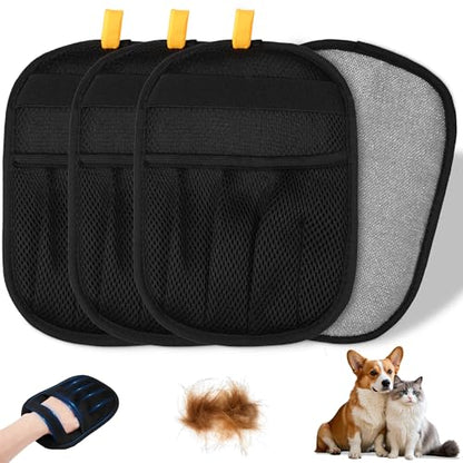 4PCS Pet Hair Removal Gloves for Dogs and Cats, Reusable Pet Hair Remover for Couch, Clothes, Carpet and Car Seats, Washable Electrostatic Grooming Gloves for Pet Shedding Hair - color: black 4pcs