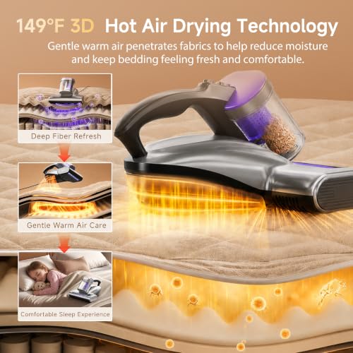 uwant 18Kpa Mattress Vacuum Cleaner 60000RPM Tap Bed Vacuum Set of 1
