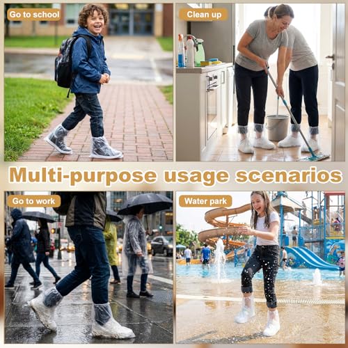 20 Pcs Waterproof Shoe Covers for Rain, Non-Slip Disposable Rain Shoe Covers, Plastic Shoe Ponchos, Thickened PE Material Boot Covers for Men and Women (Clear) - color: 20pcs(adults)-clear
