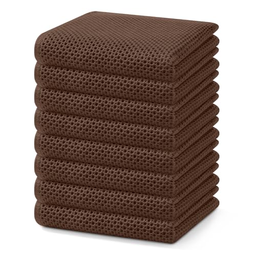 Homaxy 100% Cotton Waffle Weave Kitchen Dish Towels 8-Pack, Coffee - color: Coffee, size: 13 X 28 - 8 Pack