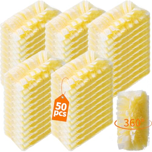 50 Count 360° Heavy Duty Duster Refills Compatible with Swiffer, Larger Size-Extra Thick Electrostatic Disposable dusters Refill for Electronics, Furniture, Blinds, Ceiling Fans, Unscented - color: Yellow