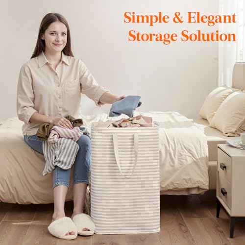 Lifewit 75L Large Collapsible Laundry Basket with Extended Handles, Beige - color: Beige, size: 75L