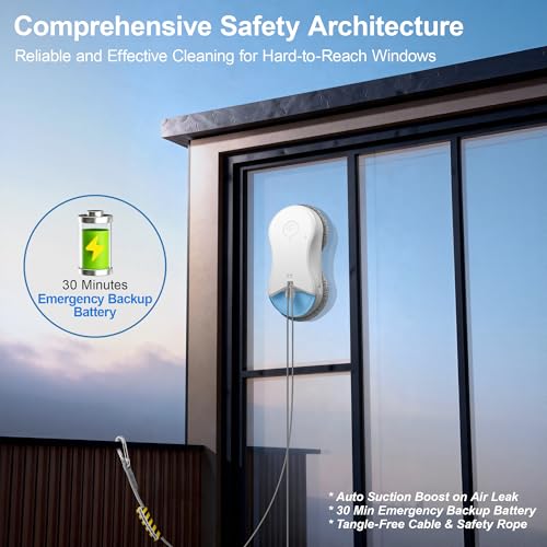 HUTT S55 Pro Window Cleaning Robot, 3D Floating Pads, Up to 6500Pa Suction, HydroJet Pump Spray, SLAM 4.0 Navigation, 80ml Water Tank, 6 x Cloths,Perfect for High-Rise Windows, Tiles and Glass - color: White