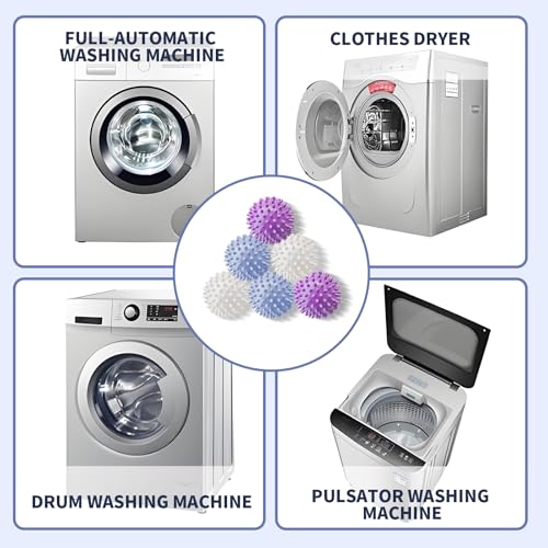 6Pcs Small Dryer Balls, 2.36 Inch Reusable Laundry Balls for Washer & Dryer, Fabric Softener Alternative, Anti-Wrinkle & Pet Hair Remover Laundry Essentials
