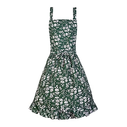 Pinknoke Vintage Pinafore Aprons for Women with Pockets for Kitchen - color: Green