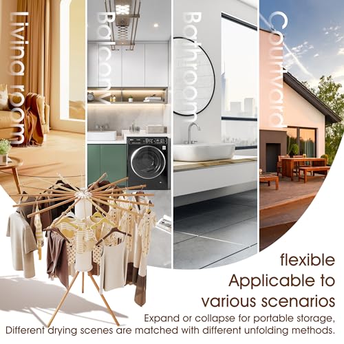 BOQORAD Clothes Drying Rack Foldable,Laundry Drying Rack,Drying Rack Clothing(16 Wood Poles),Clothes Hanger Rack,Laundry Rack Folding,Collapsible,Retractable - style: 16 Wood Poles