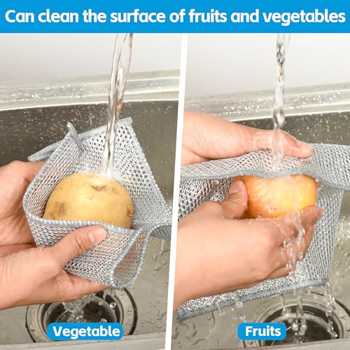 12PK Upgrade Non Scratch Wire Dishcloth, Silver Mesh Dish Cloths. - color: Silver, size: 7.87 x 7.87Inch - 12PACK