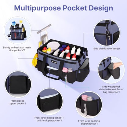 JKAOO Large Wearable Cleaning Caddy Bag with Handles, Denim Blue - color: Denim Blue