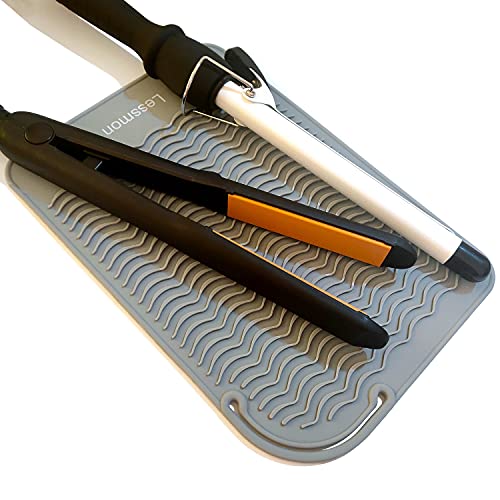Lessmon Large Heat Resistant Mat for Hair Styling Tools, 11 x 7.5 in, Grey - color: Grey