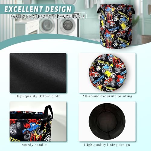 Funny Cars Laundry Basket Oxford Cloth Foldable Hamper 18.9x16.5Inch - color: Funny Abstract Cars Print