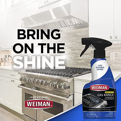 Weiman Heavy Duty Gas Range & Stove Top Cleaner and Degreaser - 4 Pack, 24 Ounces with MicroFiber Cleaning Towel - size: (Pack of 4)
