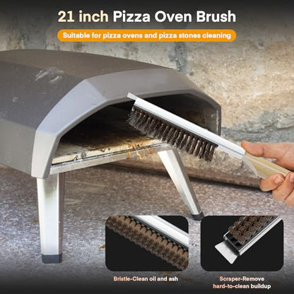 4PCS Pizza Oven Accessories, Yofuly 12 Inch Perforated Pizza Peel, 9 Inch Round Turning Peel, Pizza Stone Cleaning Brush with Scraper, Rocker Cutter, Homemade Pizza Supplies Tools Kit
