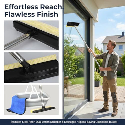 Window Cleaning Kit with 10L Collapsible Bucket - color: Gray