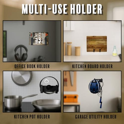 Body Weight Scale Holder for Bathroom – Wall Mount Organizer with Adhesive or Screw Install – Multi-Use Storage for Cutting Board Holder, Pot Lid Holder, Brooms & More – Space Saving Wall Rack (2)