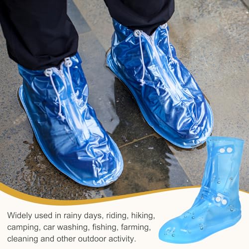 HARFINGTON Waterproof Shoes Cover M (US 5) Rain Galoshes w Double Buckle - color: Blue, size: M (US 5)