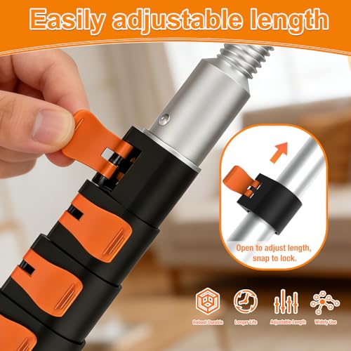 SISUPASSIE Telescoping Extension Pole, Reach to 20FT Telescoping Pole Multi-Purpose 3-12FT Lightweight, Sturdy with Universal Twist-on Metal Tip Extendable for Dusting Painting Window Cleaning - size: 12 Feet