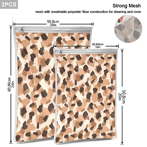 Mesh Laundry Bags Lingerie Bags for Washing Delicates 2 PCS Wash Bag with Zipper Small and Medium Washable Animal Prints - color: Animal Prints