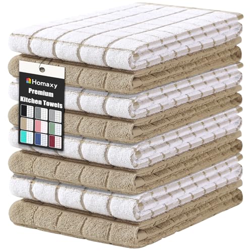 Homaxy Large Premium Cotton Kitchen Towels 16"x 28", 8 Pack, Tan - color: Tan, size: 16" X 28" - 8 Pack