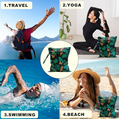 2Pcs Pink Flamingo Wet Bags, Flamingo Gifts for Women Girls Friends - color: Flamingo and plant 1423