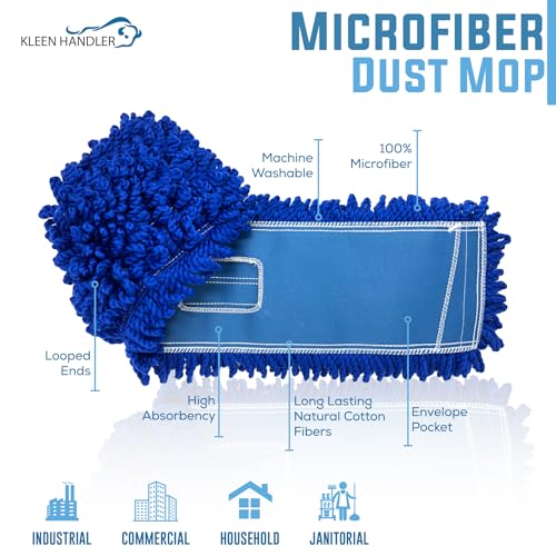 KLEEN HANDLER 36" Microfiber Dust Mop Head Replacement, Large, 6 Pack - color: Blue - 36 Inch, size: 6 Pack