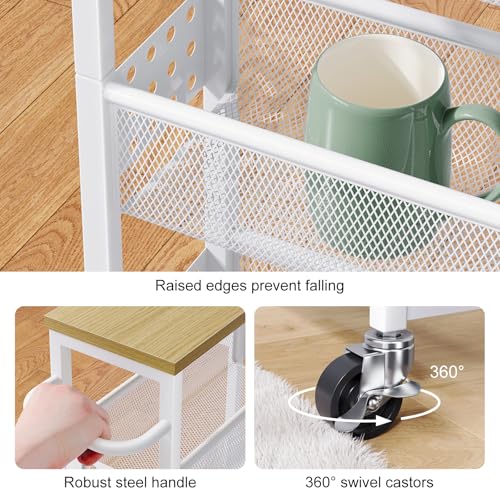 Laundry Room Slim Rolling Cart with Wheels for Between Washer and Dryer Gap - color: Light White, size: 9.1″ Wide