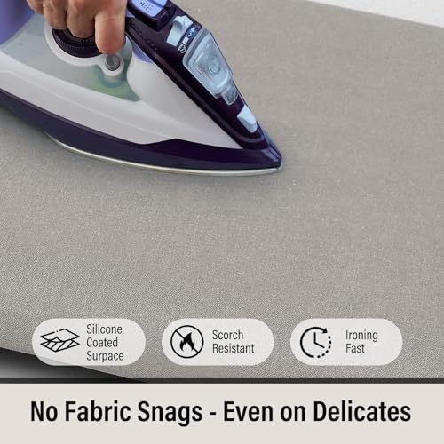 Iwtmm Ironing Board Cover and Pad with Silicone Coating, Thick Scorch-Resistant Padding, Heavy Duty for Home & Professional Use, Fits 15 x 54 Inches Boards, Secure Hook & Loop Fastener (Silver) - color: Silver