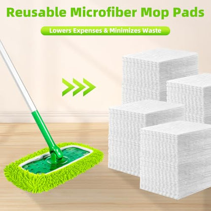 Reusable Microfiber Chenille Mop Pads Compatible with Swiffer Sweeper Mop - color: Chenille - Yellow Green, size: 6 Pack + 1 Pack