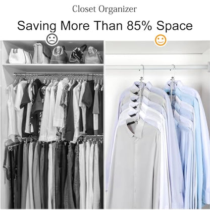 TOPIA HANGER Clothes Hanger Space Saving, 6 Tier Shirt Coat Hangers Space Saving No Bump Shoulder Hangers with No Slip Foam Padded Hangers Organizers and Storage for Men and Women 4 Pack-CT65B - color: Black 4 Pack