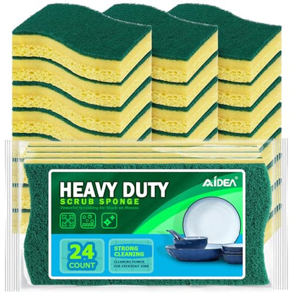 AIDEA Sponges Kitchen-24Count, Heavy-Duty Scrub Sponges, Sponges for Dishes - color: Light-green