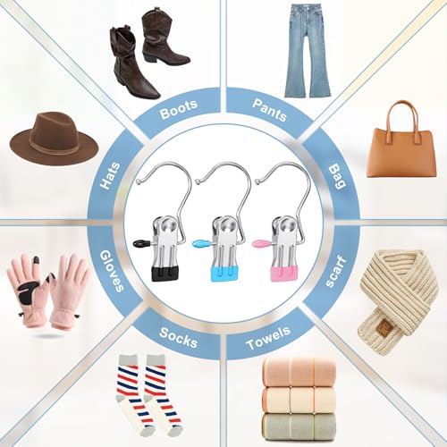 12 Pack Boot Hangers Clips for Closet, Heavy Duty Pants Hangers with Clips