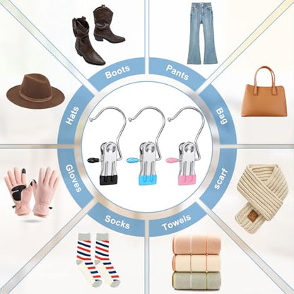 12 Pack Boot Hangers Clips for Closet, Heavy Duty Pants Hangers with Clips