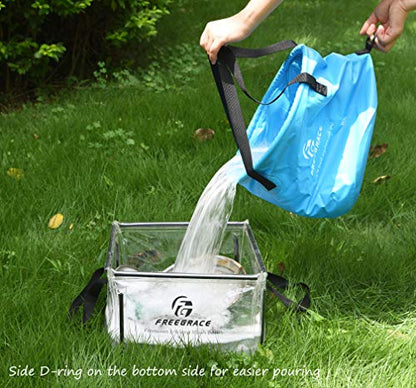Freegrace Collapsible Water Bucket 10L Portable Camping Sink and Wash Basin - color: Sky Blue, size: 10L