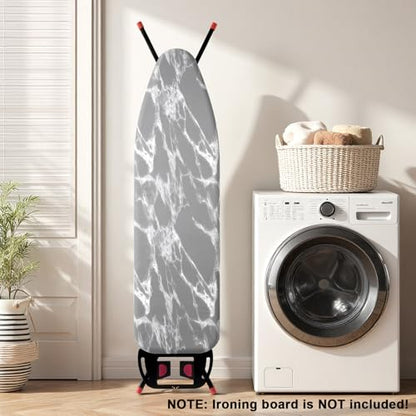 Seiritex Ironing Board Cover and Pad 54 x 15 inches, Thick Padding with Heat Reflective, Hook and Loop Fasteners with Elasticized Edges, Replacement Iron Board Cover Fit Standard Size (Gray Marble) - color: Gray Marble, size: 15x54