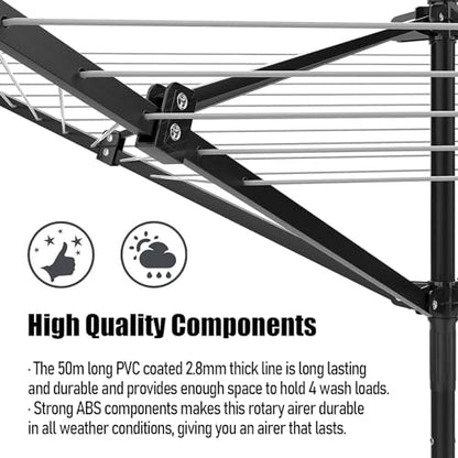 Outdoor Umbrella Clothesline, 165 Feet Heavy Duty Rotary Dryer