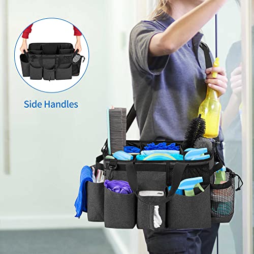 LoDrid Wearable Cleaning Caddy Bag with 4 Foldable Dividers, Black - color: Black