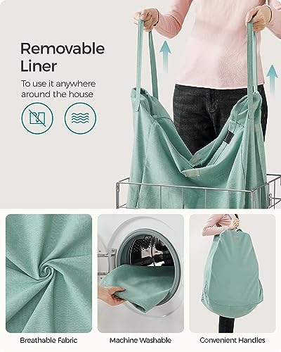 SONGMICS Laundry Hamper, Collapsible, 24 Gal. (90L) - color: Silver + Mint Green, size: 90 L