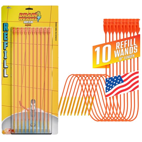 FlexiSnake Drain Weasel Refill for Sink Snake Hair Clog Remover, 10 Pack
