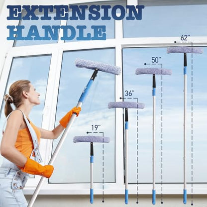 Window Cleaning Kit, Foldable Bucket, 4.5Ft Pole, Squeegee